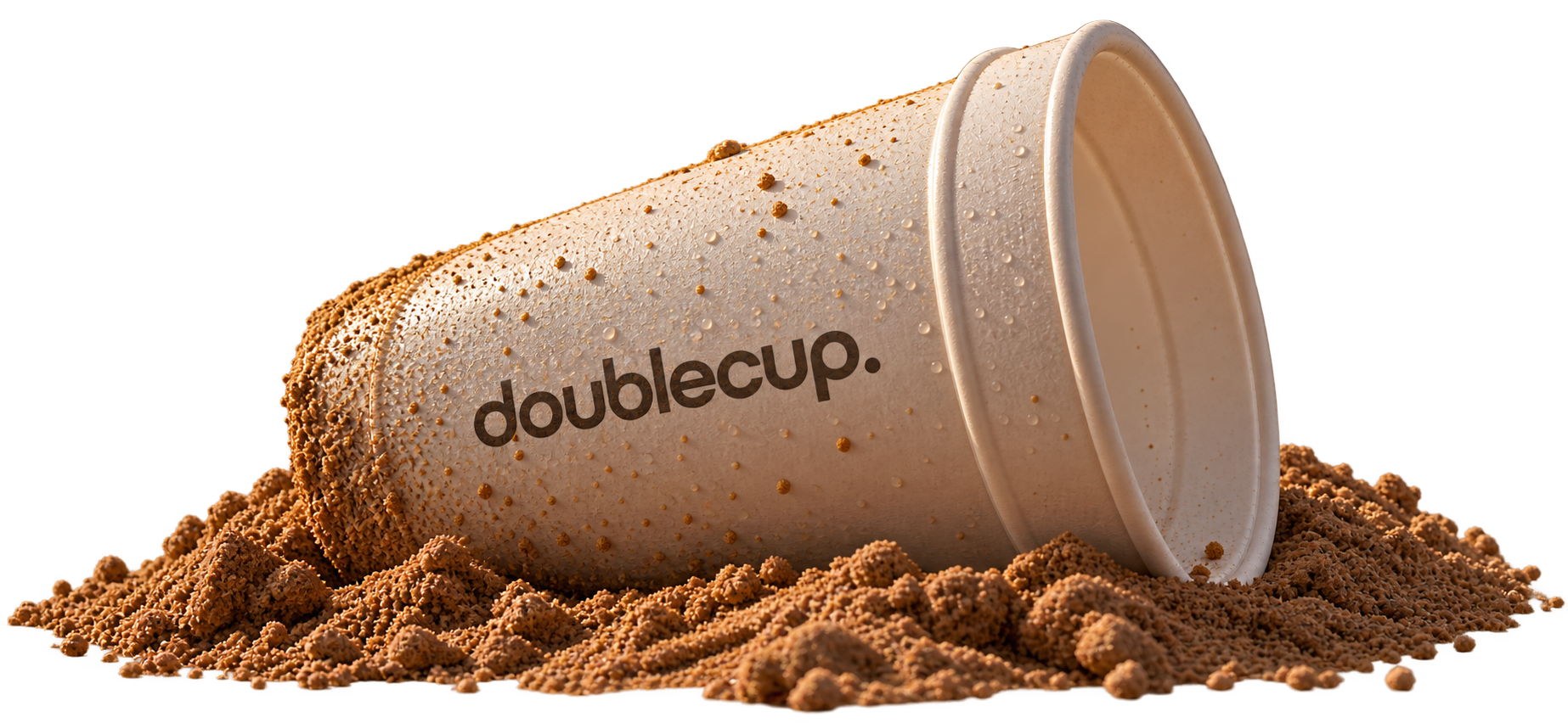 A Doublecup lying in desert sand